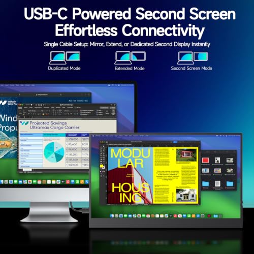 Image of 15.6 inch Portable Monitor for Laptop, USB‑C HDMI Laptop Screen Extender
