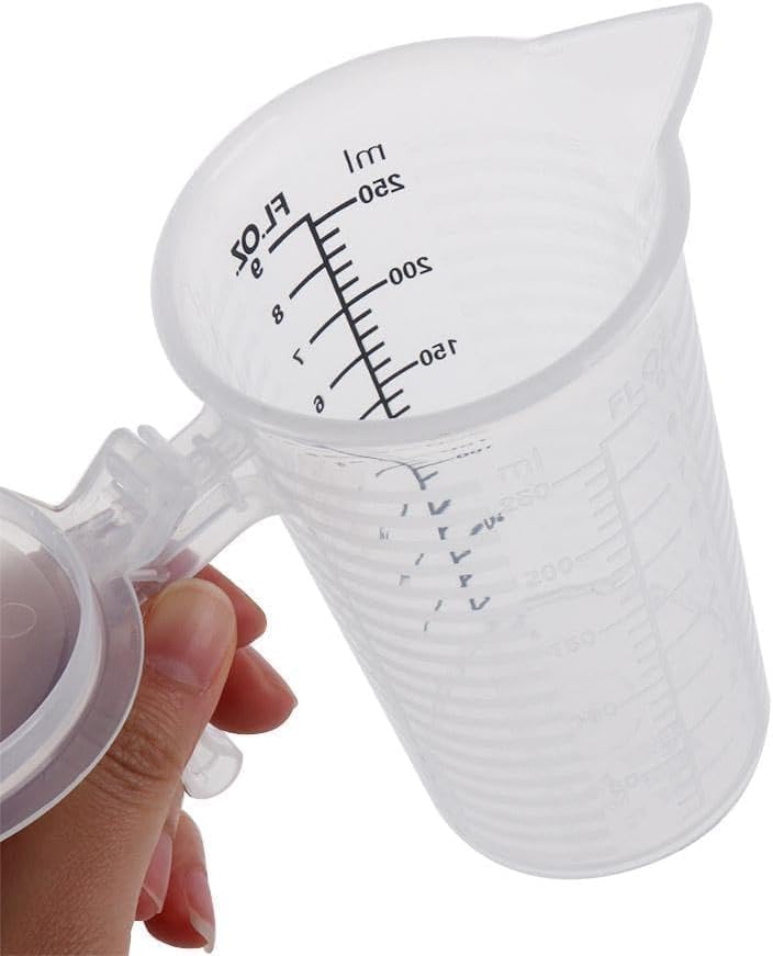 Vaso medidor transparente 250ML con tapa y asa miniatura 2