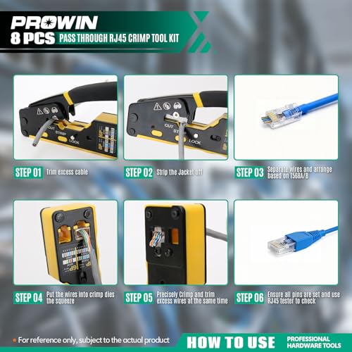 Prowin Pass Through RJ45 Crimper Kit with Cable Tester - image 4