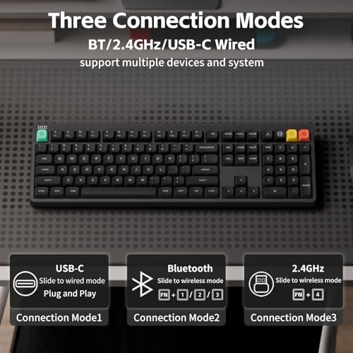 Image of NuPhy Node100 Wireless Mechanical Keyboard, Hot Swappable Custom Bluetooth Keyboard, 109 Keys Computer Gaming Keyboards, Supports Touch Gestures, PBT Keycaps, RGB Backlit, Bluetooth /2.4GHz /USB-C