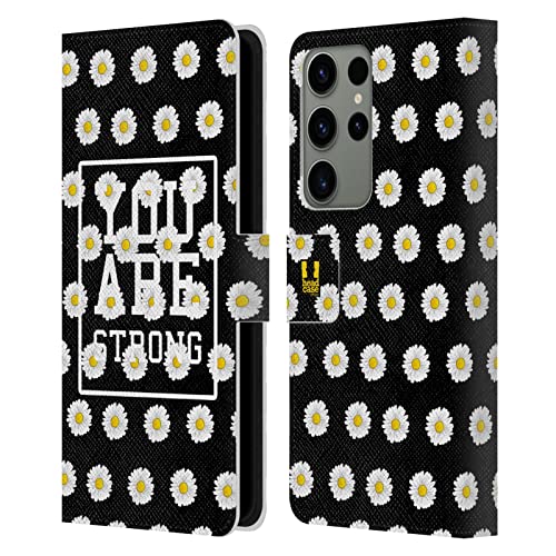 Étui portefeuille en cuir compatible avec Samsung Galaxy S23 Ultra 5G imprimé floral