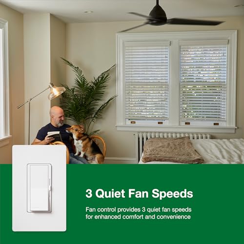 Ajuste de ventilador Lutron Diva silencioso de 3 velocidades para circuitos de 3 vías 5