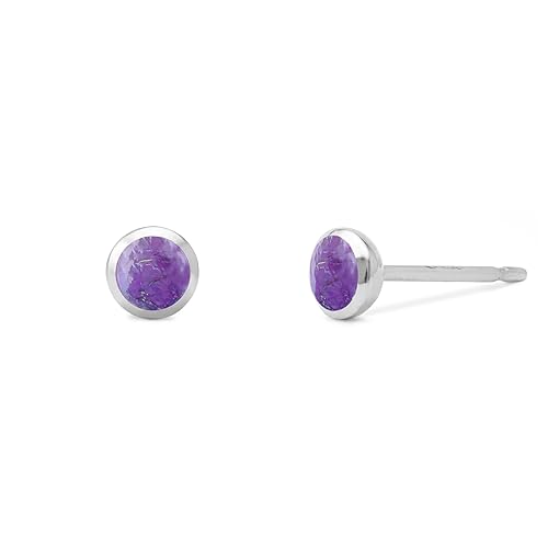 Boma Jewelry Sterling Silver Mini Circle Stud Earrings - Purple Turquoise