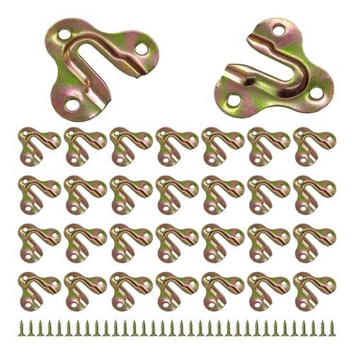 Image of 30Pcs Zinc Yellow Keyhole Hangers, Single Keyhole Wall Mount Hanging Plates for Mirrors, Picture Frames, Coat Racks, Wooden Boards