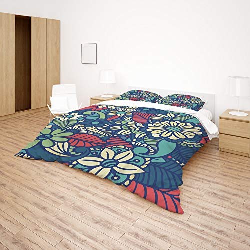 Funda de edredón Doublé de flores abstractas con 2 fundas de almohada 5