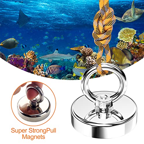Relota Neodym Ösenmagnet 130 Kg Haftkraft, Durchmesser 60 mm Super Stark Neodymium Magnet Haken, Magnethaken Zum Magnetfischen, Multifunktions Senkkopf Topfmagnet mit Öse, Suchmagnet Bergemagnet