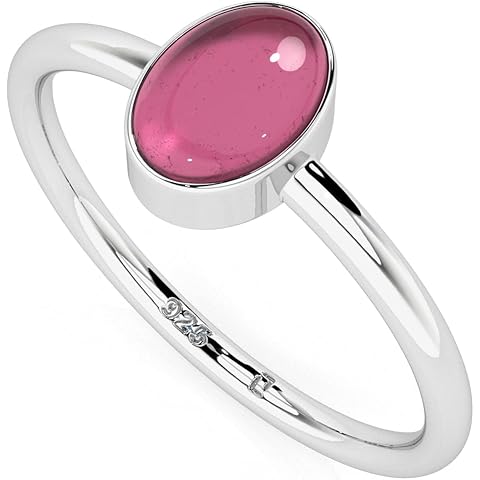 Natural Pink Tourmaline Stackable Ring for Women in Sterling Silver, October Births...