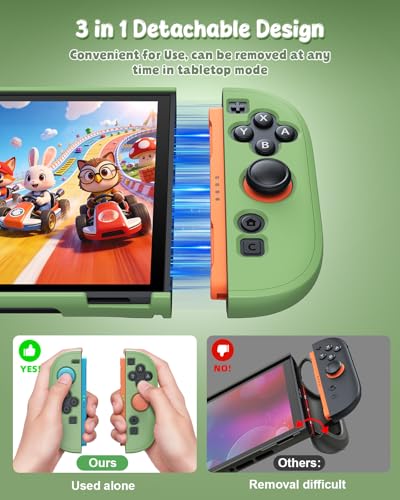 Image of FYOUNG Switch 2 Cute Cover Case, Dockable Protective Shell for Nintendo 2 | Dockable Case, Split Design, Slim Shockproof Case with Glass Screen Protector Accessories, 8 Thump Grip