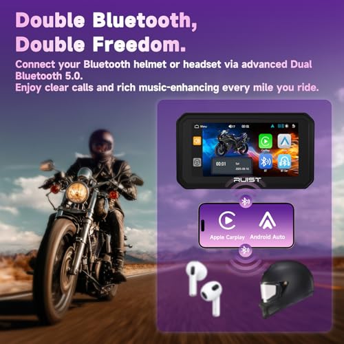 Image of 6.1 inch Wireless Motorcycle CarPlay Screen with TPMS, Model MOX61 | Wireless Apple CarPlay & Android Auto, IP67 Waterproof GPS, Dual Bluetooth, Magnetic Mount, Voice Control.