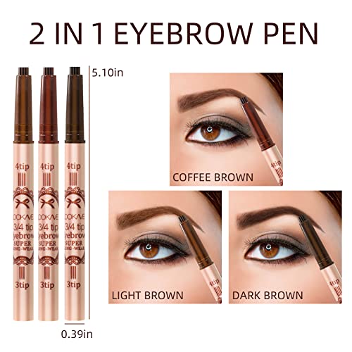 Dageda 2 In 1 Eyebrow Pen,Eyebrow 4 Point Brow Pen With Micro-Fork Tip,Microblading Waterproof 3 Point Eyebrow Pencil,Long-Lasting Eyebrow For Women Eyebrow Makeup(Light Brown) #TOP1