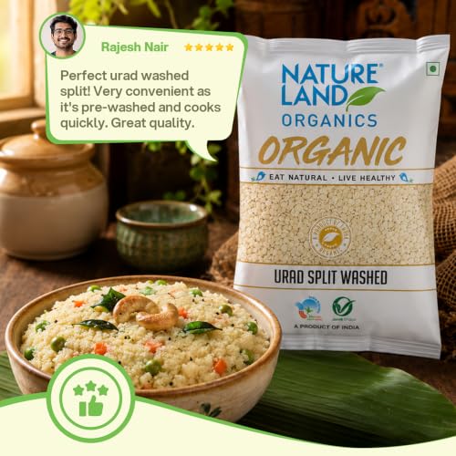 Image of Natureland Organics Urad Dal /Split Washed 500 Gm - Organic Healthy Pulses