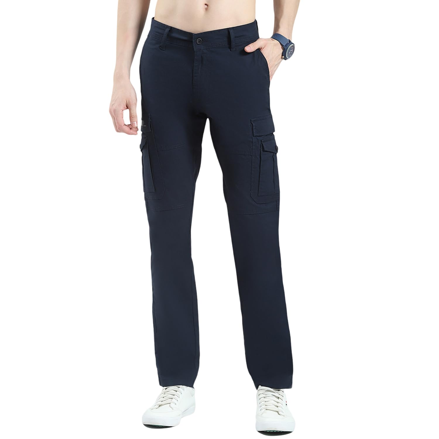 monte carlo Men's Slim Fit Cargo Pants | Solid Pattern Casual Trousers | Button Closure | Stylish & Comfortable Everyday Wear Cargo for Men's-picture-55