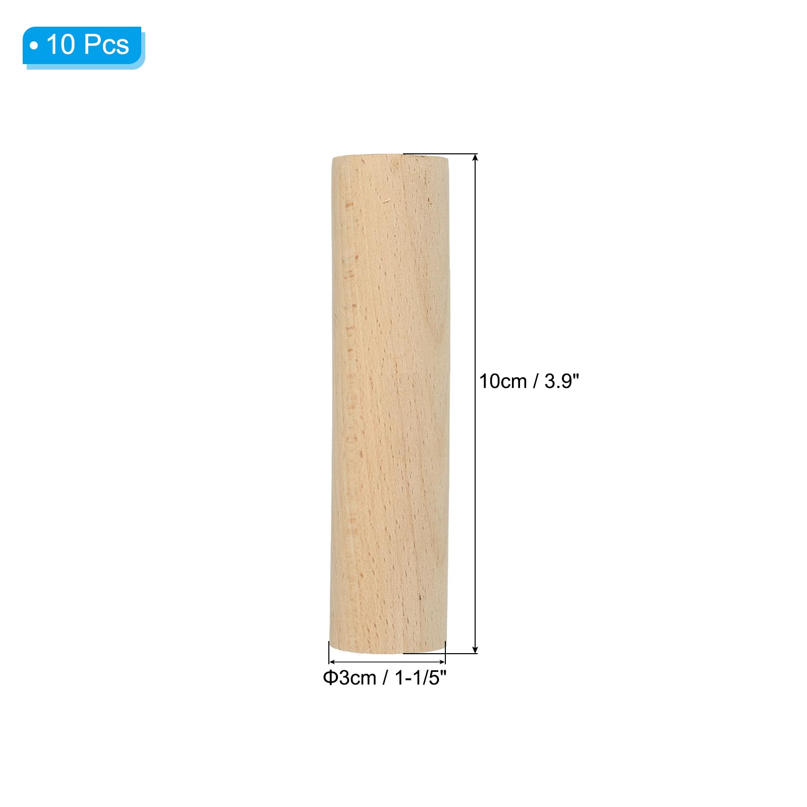 PATIKIL 1-1/5 x 4 Inch Dowel Rods Wood Sticks - Image 2