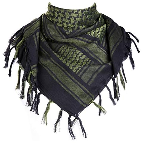 FREE SOLDIER Military Scarf 100% Cot*ton Shemagh Men's Scarves Tactical Desert Scarf Bandana for Men & Women,Black Green Cover