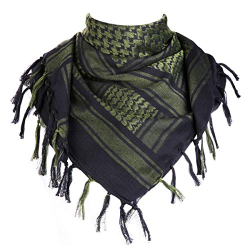 FREE SOLDIER Bufanda Militar Shemagh Tactical Desert Keffiyeh Bufanda de Cuello con Cabeza Bufanda árabe con Borla 43x43 Pulgadas,Negro Verde