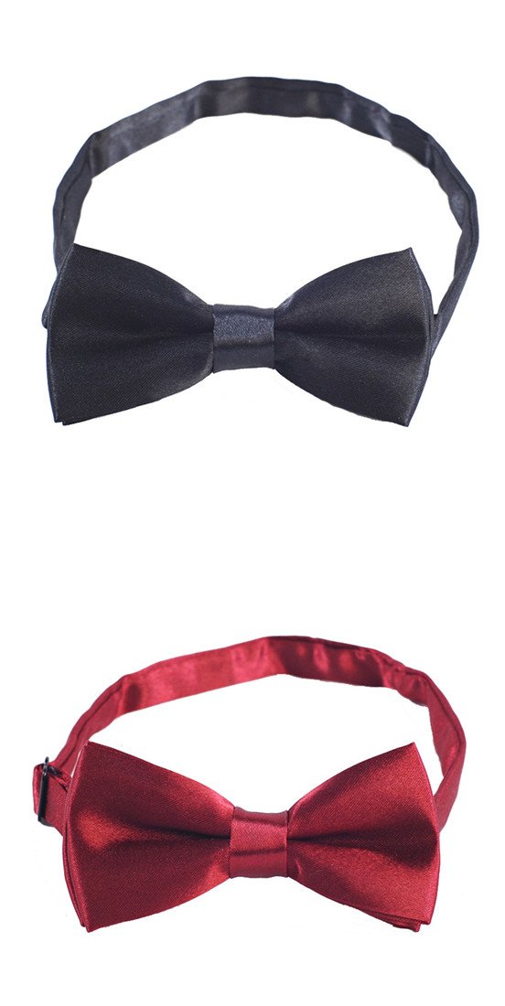 Gele Multicolor Boy Adjustable Costume Party Bow Tie (Wine Red+Black)