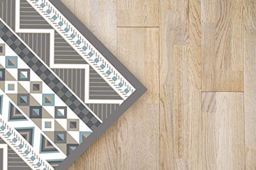 Panorama Tappeto Vinile Azteco Azzurro 60 x 110 cm...