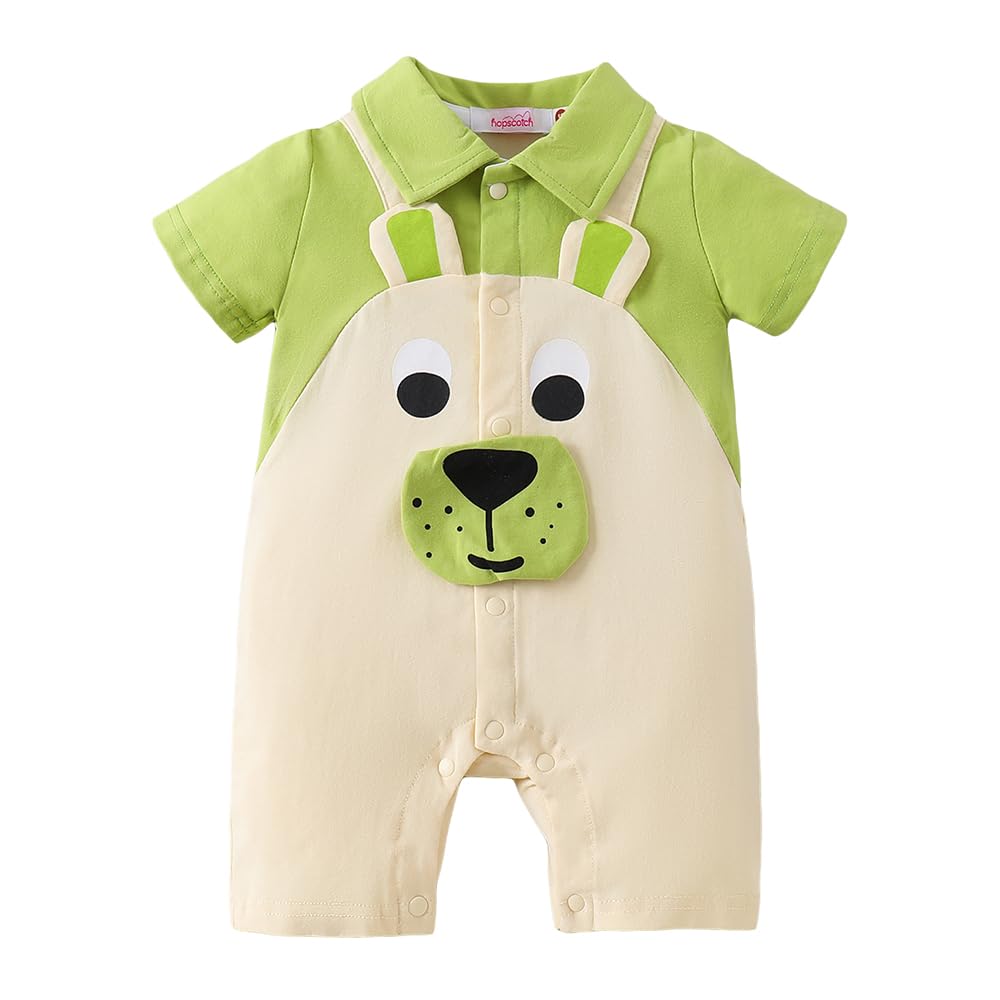 Boys Animal Applique Romper in Beige Color-image-8