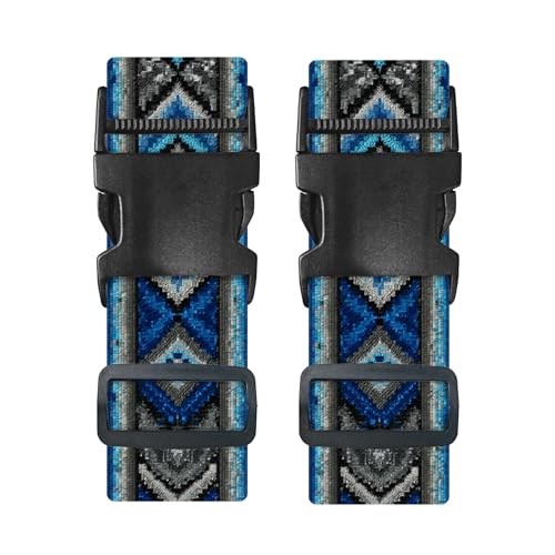 Image of Nuxovilar Luggage Straps Set for Suitcase 1.96x71in Polyester | Cargo Strap Travel Belt Security Buckle Band Cultural Trip Family Vacation Airport (Ethnic Geometric)