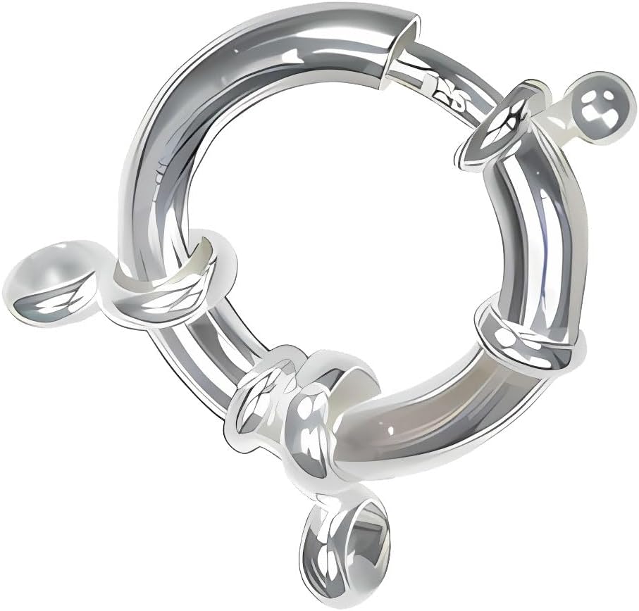 uGems Sterling Silver Sailor's Spring Ring Clasp Each with 2-Figure-8 Rings 14mm (1 Set) #em01-14mm