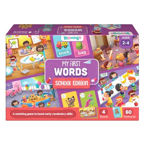 Bloomingo Learning Kit: First Words - School Edition - Fun Board Puzzles with Number & ImageMatching flashcards that Boosts Vocabulary - Educatiocal Birthday Gift for Boys & Girls Ages 2, 3, 4 (B0CZ4CSLX2) Amazon Price History, Amazon Price Tracker