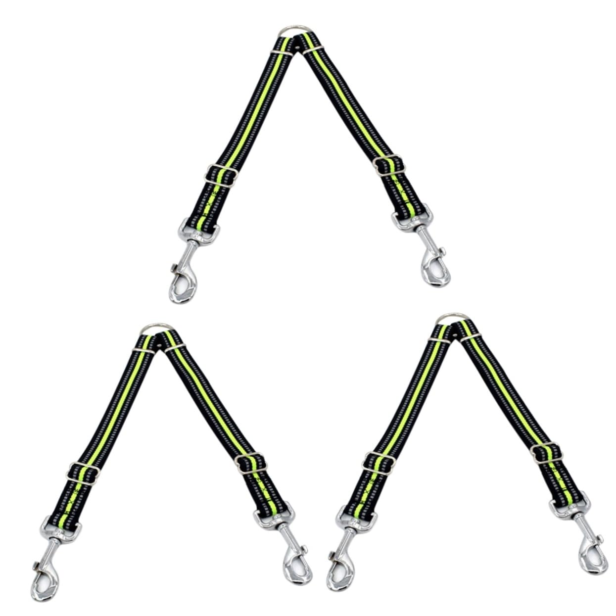 Laisse réfléchissante double sangle POPETPOP lot de 3 vertes taille réglable pour animaux