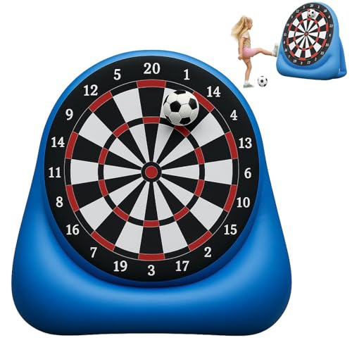 Kids Giant Inflatable 5ft Football Target, Kicking Dar Board Game with 2 Balls and Air Pump, Inflatable Target for Shooting Practice, Portable Giant Outdoor Kick & Throw Dart Games