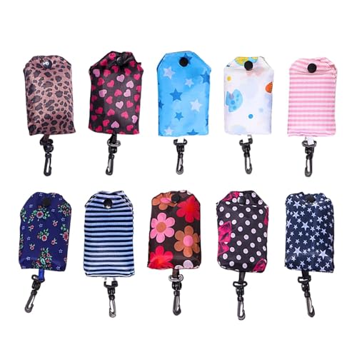 BuxiuGK 3 Pezzi Bolsas de comestibles plegables reutilizables,Shopping Bags impermeable para Compras Ligero Bolsas de Supermercado,Color aleatorio