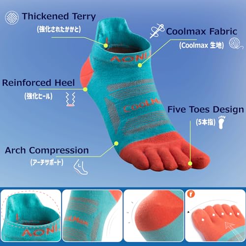 Azarxis Running Ankle Toe Socks for Men Women Lightweight Coolmax High Performance Five Finger Athletic Socks3