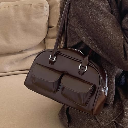 Y2K Shoulder Bag for Women Black Purse Small Retro Brown Purse Trendy Purse Women's Shoulder Handbags Purses3