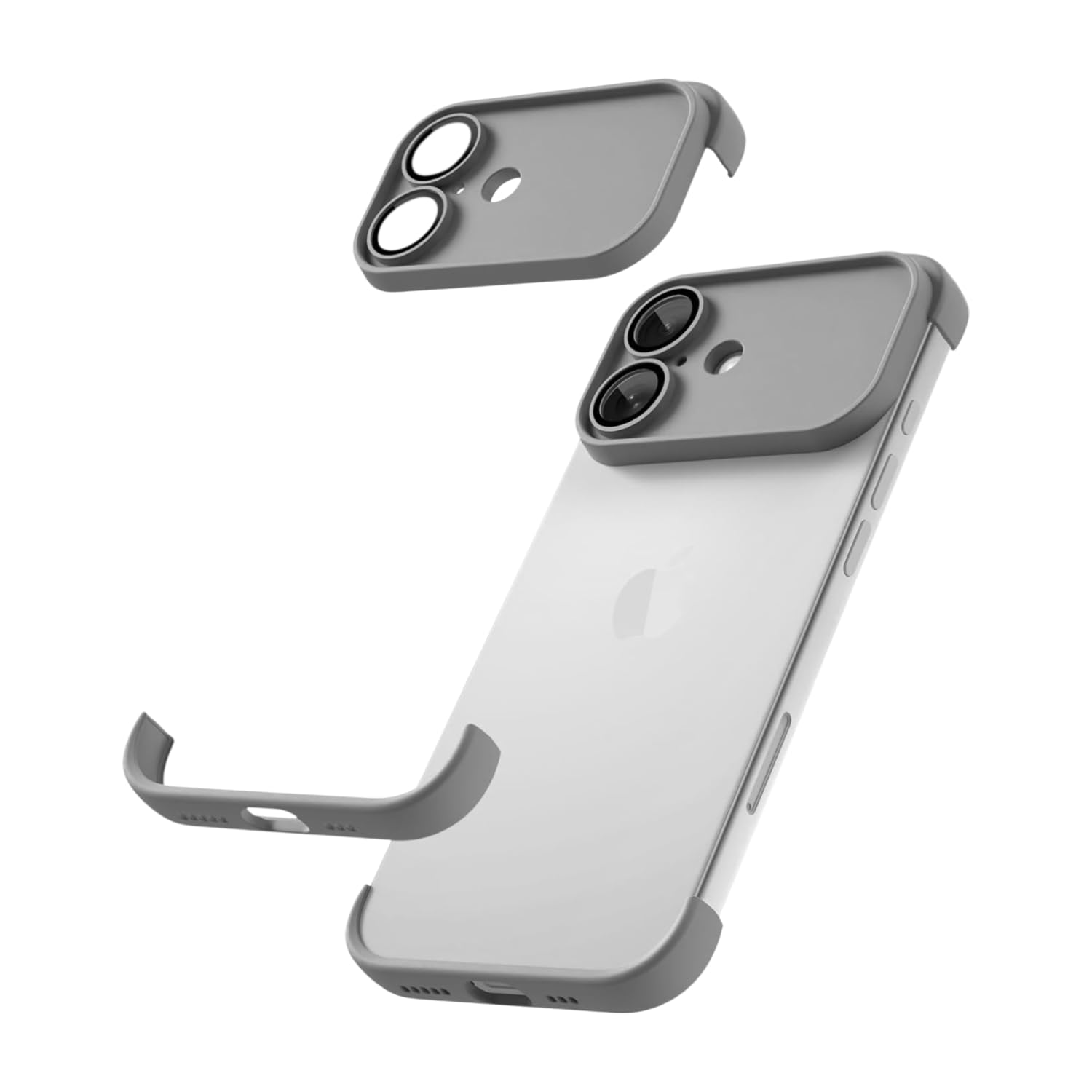 HiProTech Slim Frameless Bumper Case for iPhone 17, Ultra-Thin TPU Silicone Side Cover with Camera Lens Protector – Lightweight, Minimal Design & Shockproof (Grey)