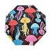 Regenschirm, bunte Quallen, Ozean, Tiere, winddicht, 3-fach gefaltet, automatisches Öffnen und Schließen für Damen, Herren, Mädchen, Jungen, Unisex, ultraleicht, Outdoor-Reisen, kompakter Regenschirm