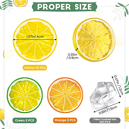 Canlierr 300 Pieces Clear Fake Crushed Ice Cubes Rocks And 20 Pieces Simulation Lemon Slices, Artificial Fruits And Acrylic Diamonds Clear Ice For Vase Fillers Table Centerpiece Decor Wedding thumb #2