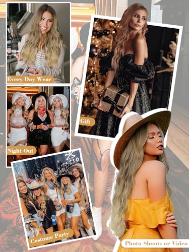 AISI BEAUTY Long Black mix Brown Wigs for Women 26 Inch Middle Part Curly Wavy Wig Natural Looking Synthetic Heat Resistant Fiber Wig for Daily Party Use(Black mix Brown) - Image 6