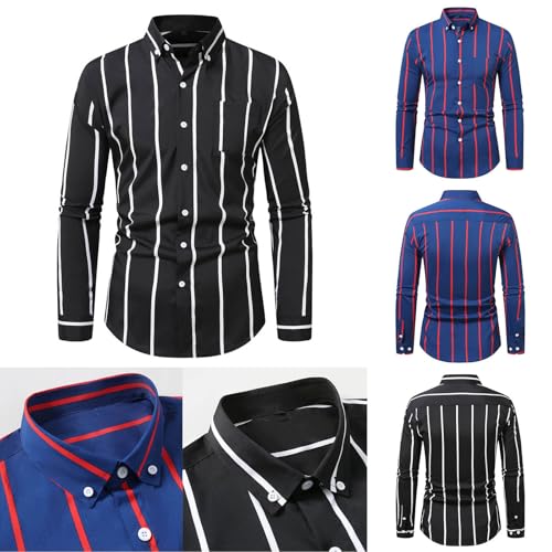 Cambkatl Men's Stylish Striped Dress Shirts Long Sleeve Stretch Formal Business Casual Button Down Shirts2