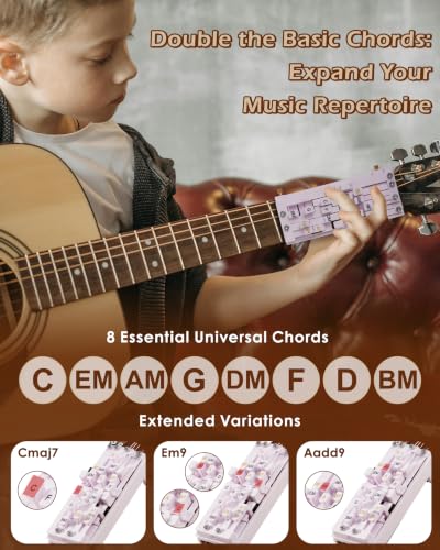 Image of Portable Guitar Chord Presser, Guitar Chord Helper And Trainer for Acoustic Guitar, Guitar Learning Tools for Beginners and Arthritis Player, Develop Confidence Quickly,wihte no clip