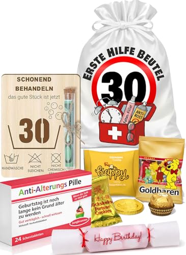 Erste Hilfe Beutel zum 30. Geburtstag mit Holztafel & Reagenzglas – Lustiges Geldgeschenk Verpackung inkl. Satinbeutel, Scherzpillen, Glückskeksen & Konfetti-Bonbon Erste Hilfe Beutel zum 30. Geburtstag mit Holztafel & Reagenzglas – Lustiges Geldgeschenk Verpackung inkl. Satinbeutel, Scherzpillen, Glückskeksen & Konfetti-Bonbon