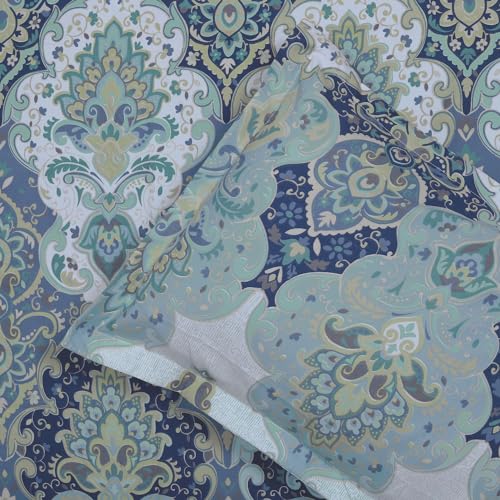 Image of Cloth Fusion Cotton Feel Pillow Covers Set of 2 with Envelope Closure (17X27 Inches, Ogee Blue)