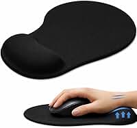 Mouse Pad Ergonômico com Apoio de Punho em Gel, Reduz a Tensão na Mão, Antiderrapante, Minimalista, Escritório, Gamer, Trabalho, Linha Super Premium (PRETO)