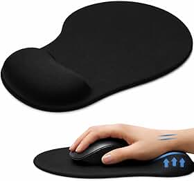 Mouse Pad Ergonômico com Apoio de Punho em Gel, Reduz a Tensão na Mão, Antiderrapante, Minimalista, Escritório, Gamer, Trabalho, Linha Super Premium (PRETO)