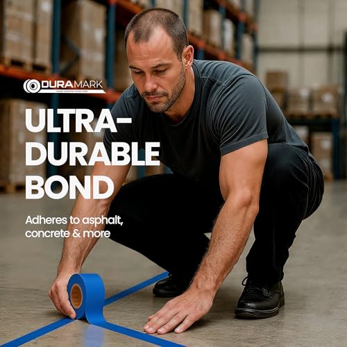 Image of DuraMark EC700 Floor Marking Tape for Concrete and Pavement | Industrial Marking Tape for Warehouses | Long-Lasting | High Durability, Blue, 2 Inches by 36 Feet