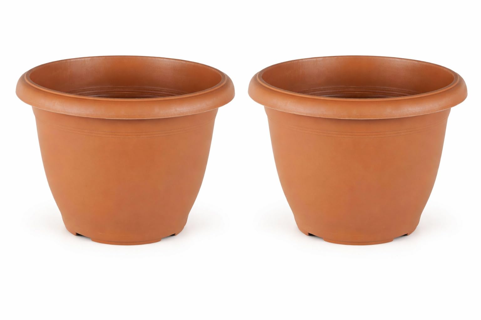 Tamersgifts Sets of 2 Plastic Round Garden Flower Plant Pot Planters (Terracotta, 36cm Diameter x 25cm Height)