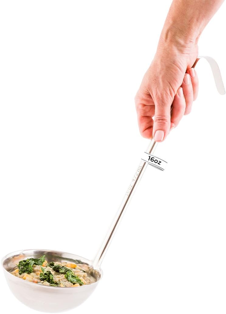 Restaurantware-Met Lux 16 Ounce Portion Ladle, 1 Multipurpose Portion Serving Spoon - Does Not Corrode, Dishwashable, Stainless Steel Portion Control Serving Utensil, Premium