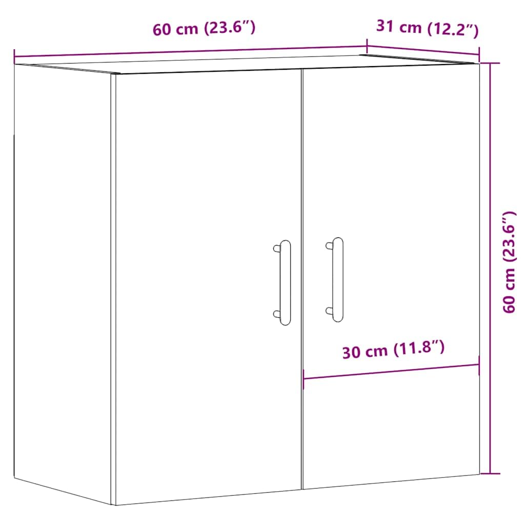vidaXL Armario Pared Madera ingeniería Envejecida 60x31x60 cm, Armario montado en la Pared, Armario de Almacenamiento, Armario de Pared Colgante