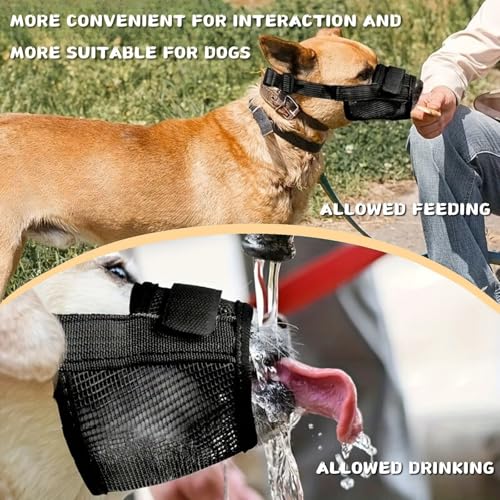 KEYRI 2 Stück Maulkorb Für Hunde Verstellbare Schlaufe Weicher Maulkorb Verhindert Das Beißen Ermöglicht HechelnTrinken Und Bellen Netzmaulkorb für Kleine Große und Hunde (Schwarz, Klein)