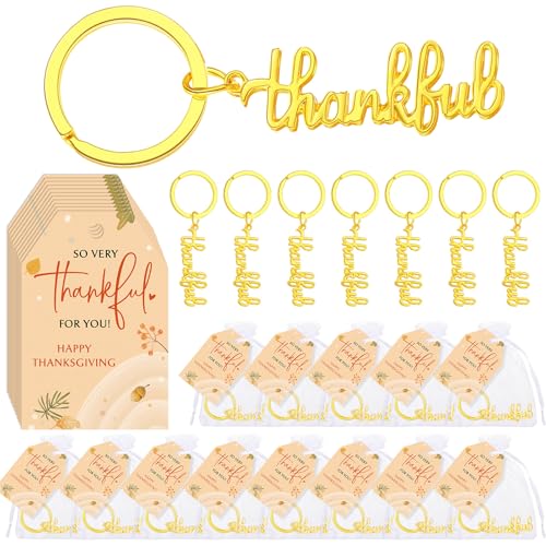 Henoyso 36 Set Gold Thanksgiving Keychains Gift for Coworkers with