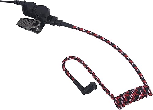Miniatura 3 de Reemplazo de tubo de bobina de fibra de tela tejida trenzada para auriculares acústicos de radio Walkie Talkie (cable negro, rojo y rosa)