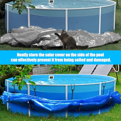 image for YLSAZL 4 Pack Solar Pool Cover Holder Adjustable Pool Storage Hooks Ir