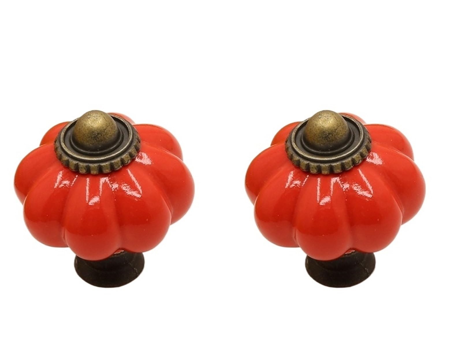 WLIHDB 5Pairs Ceramic Pumpkin Cabinet Handle Chest of Drawers Wardrobe Door Single Hole for Chest of Drawer(Color3)