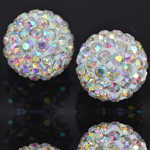 RUBYCA Pave Czech Crystal Disco Ball Clay Beads fit Shamballa Jewelry (50pcs, 12mm, White AB Crystal) - Image 3